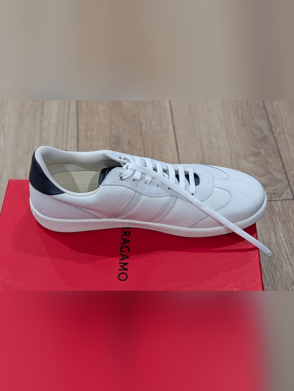 $880 Mens Ferragamo "Achille 1" Low-Top Leather Sneakers White US 11 - Picture 6 of 11